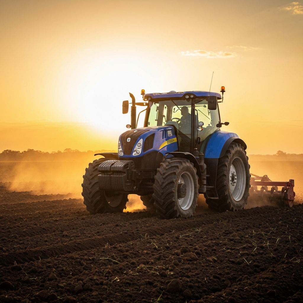 Trator em operação no campo